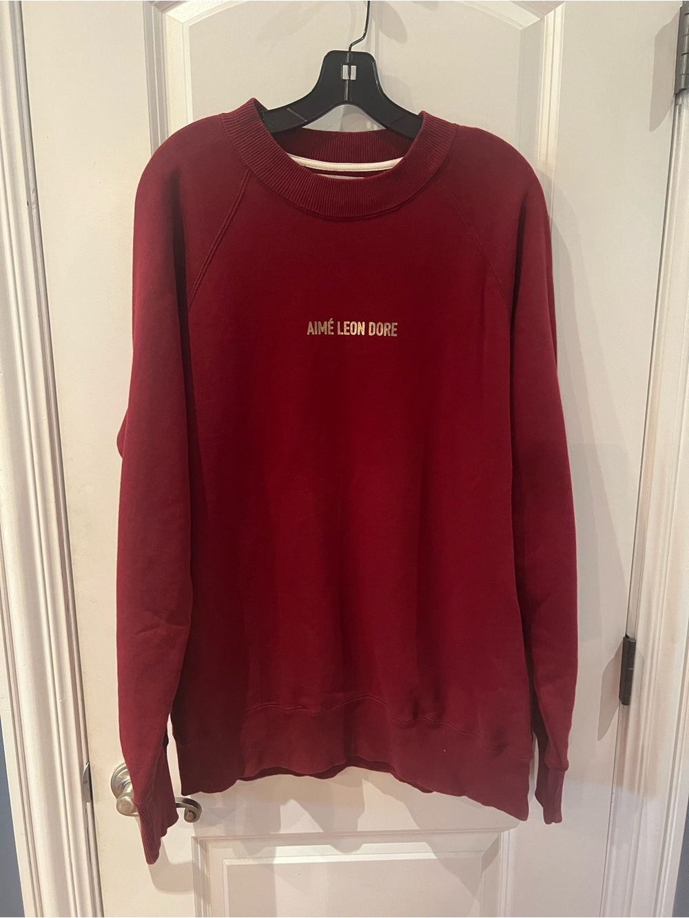 Aime Leon Dore Men's Burgundy Crewneck Sweater Sz L